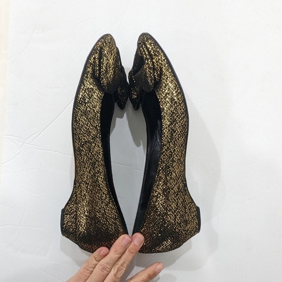 Something Bleu Women Black Gold Glitter Sparkly Flats Shoes Slip-On Bow Formal 8 - Picture 5 of 10